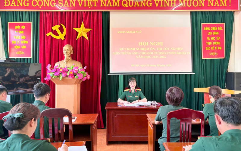 KHOA NGOẠI NGỮ TỔ CHỨC HỘI NGHỊ RÚT KINH NGHIỆM ÔN, THI TỐT NGHIỆP MÔN TIẾNG ANH CHO CỬ NHÂN PHÂN ĐỘI KHÓA 29