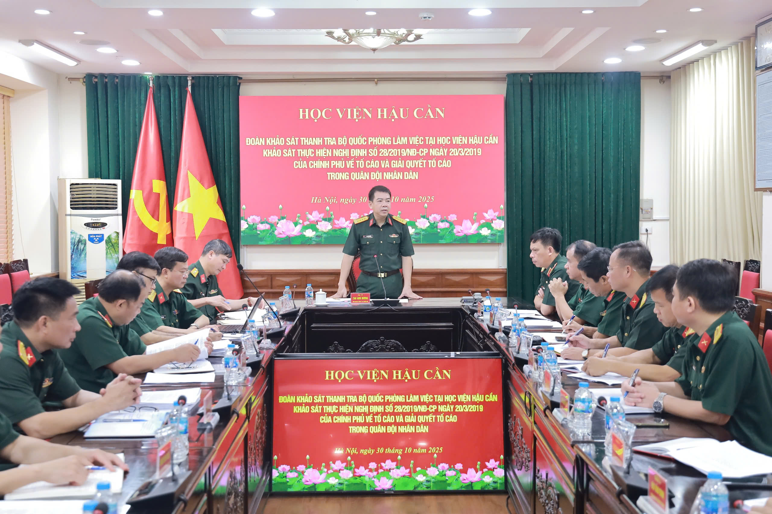 ĐOÀN KHẢO SÁT THANH TRA BỘ QUỐC PHÒNG LÀM VIỆC TẠI HỌC VIỆN HẬU CẦN VỀ THỰC HIỆN NGHỊ ĐỊNH SỐ 28/2019/NĐ-CP CỦA CHÍNH PHỦ