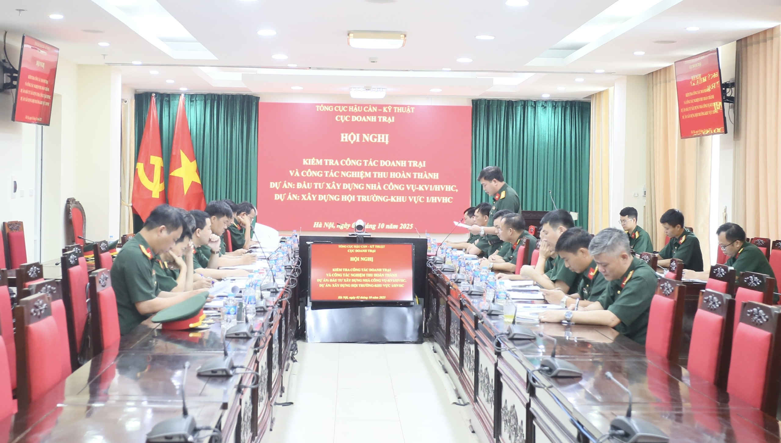 KIỂM TRA CÔNG TÁC DOANH TRẠI VÀ NGHIỆM THU  HOÀN THÀNH CÁC DỰ ÁN XÂY DỰNG, ĐẦU TƯ XÂY DỰNG  NHÀ CÔNG VỤ VÀ HỘI TRƯỜNG CỦA HỌC VIỆN HẬU CẦN