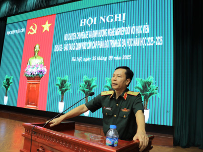 HỌC VIỆN HẬU CẦN TỔ CHỨC HỘI NGHỊ NÓI CHUYỆN CHUYÊN NGÀNH, ĐỊNH HƯỚNG NGHỀ NGHIỆP VÀ GIÁO DỤC TRUYỀN THỐNG CHO HỌC VIÊN KHOÁ 32 ĐÀO TẠO SĨ QUAN HẬU CẦN CẤP PHÂN ĐỘI TRÌNH ĐỘ ĐẠI HỌC NĂM 2025