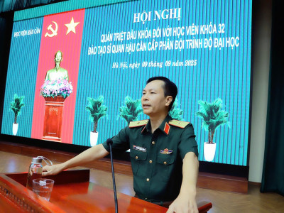 HỌC VIỆN HẬU CẦN TỔ CHỨC HỘI NGHỊ QUÁN TRIỆT ĐẦU KHOÁ CHO HỌC VIÊN KHOÁ 32 - ĐÀO TẠO SĨ QUAN HẬU CẦN CẤP PHÂN ĐỘI TRÌNH ĐỘ ĐẠI HỌC NĂM 2025