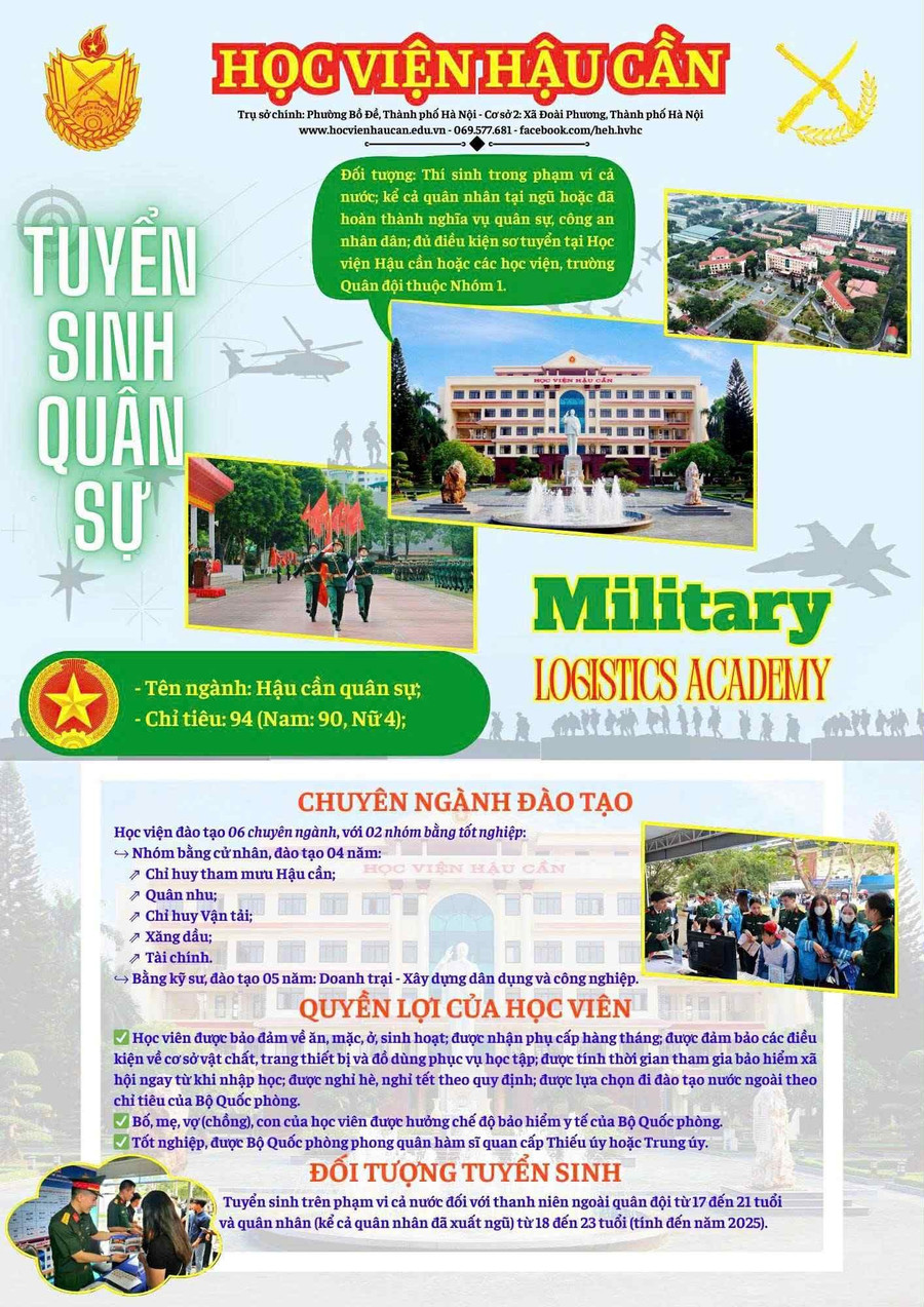 HỌC VIỆN HẬU CẦN TUYỂN SINH, ĐÀO TẠO HỆ DÂN SỰ TRÌNH ĐỘ TIẾN SĨ