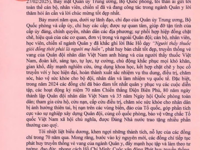 THƯ CHÚC MỪNG NGÀY THẦY THUỐC VIỆT NAM CỦA BỘ TRƯỞNG BỘ QUỐC PHÒNG