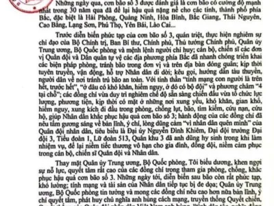 THƯ CỦA ĐỒNG CHÍ BỘ TRƯỞNG BỘ QUỐC PHÒNG