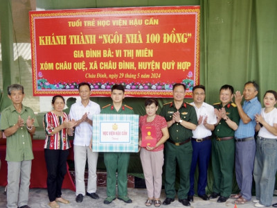 HỌC VIỆN HẬU CẦN KHÁNH THÀNH, BÀN GIAO “NGÔI NHÀ 100 ĐỒNG” TẶNG CÁC GIA ĐÌNH HỌC VIÊN CÓ HOÀN CẢNH KHÓ KHĂN