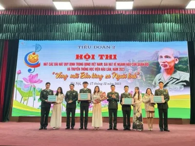 SÔI NỔI HỘI THI HÁT CÁC BÀI HÁT QUY ĐỊNH  TRONG QUÂN ĐỘI NHÂN DÂN VIỆT NAM  VÀ TRUYỀN THỐNG HỌC VIỆN HẬU CẦN