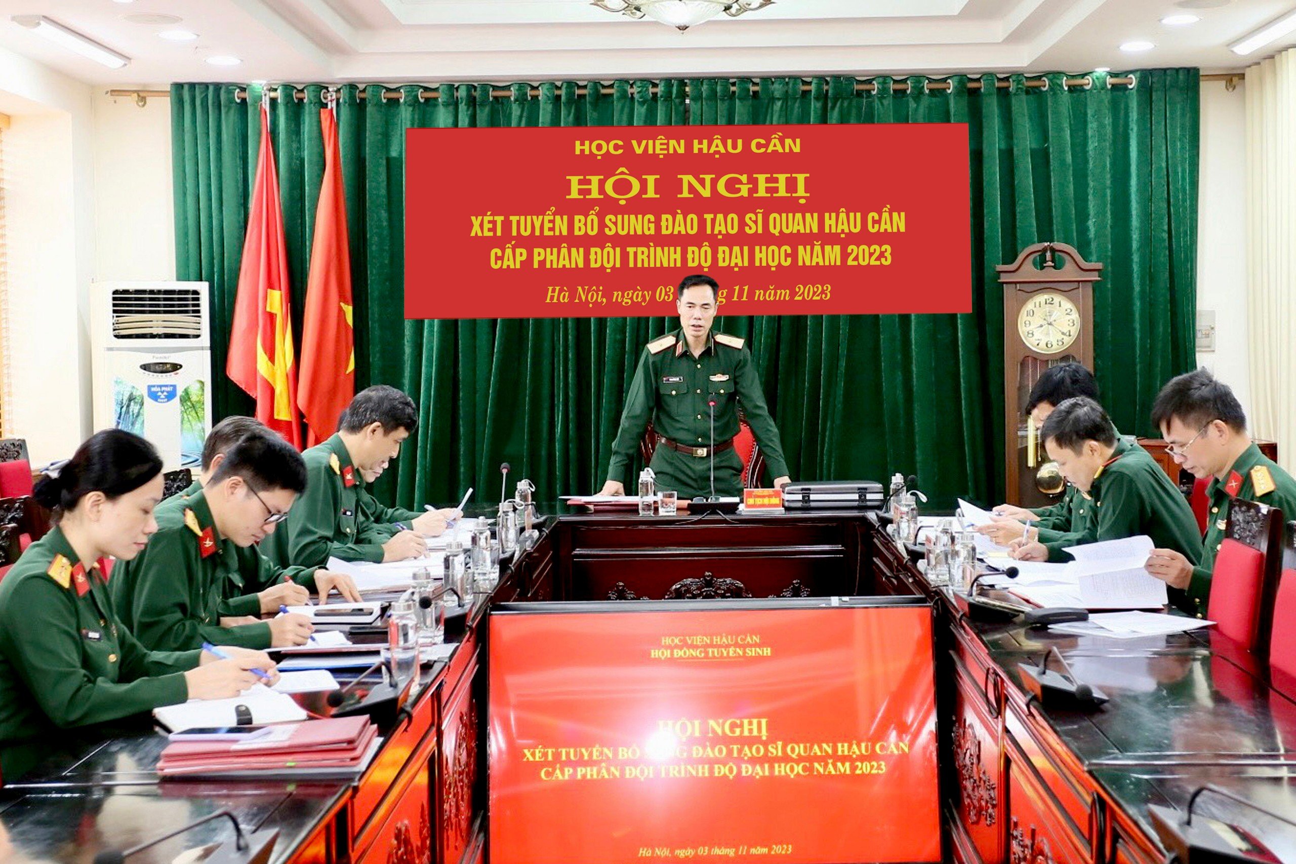 HỘI ĐỒNG TUYỂN SINH HỌC VIỆN HẬU CẦN  TỔ CHỨC HỘI NGHỊ XÉT TUYỂN BỔ SUNG ĐÀO TẠO SĨ QUAN  HẬU CẦN CẤP PHÂN ĐỘI TRÌNH ĐỘ ĐẠI HỌC NĂM 2023