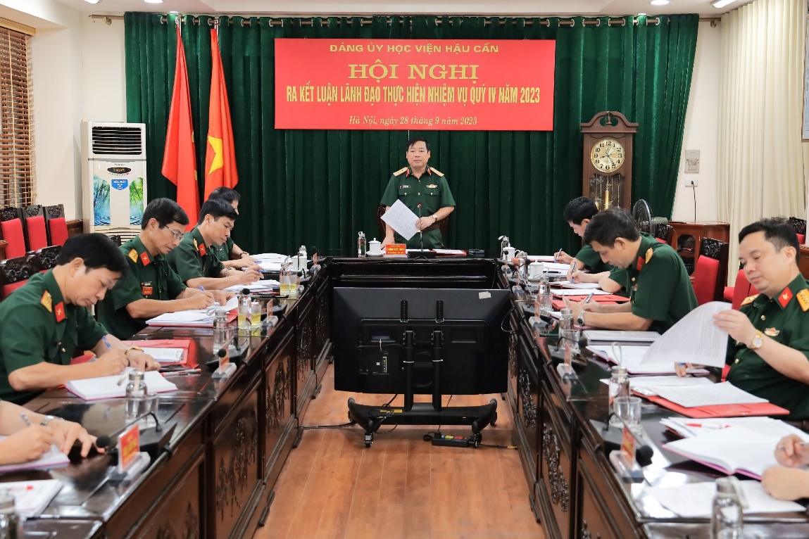 ĐẢNG ỦY HỌC VIỆN HẬU CẦN TỔ CHỨC HỘI NGHỊ RA KẾT LUẬN LÃNH ĐẠO NHIỆM VỤ TRỌNG TÂM QUÝ IV NĂM 2023 VÀ SƠ KẾT 5 NĂM THỰC HIỆN NGHỊ QUYẾT SỐ 29-NQ/TW CỦA BỘ CHÍNH TRỊ VỀ CHIẾN LƯỢC BẢO VỆ TỔ QUỐC  TRÊN KHÔNG GIAN MẠNG