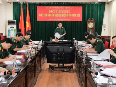 ĐẢNG ỦY HỌC VIỆN HẬU CẦN TỔ CHỨC HỘI NGHỊ RA KẾT LUẬN LÃNH ĐẠO NHIỆM VỤ TRỌNG TÂM QUÝ IV NĂM 2023 VÀ SƠ KẾT 5 NĂM THỰC HIỆN NGHỊ QUYẾT SỐ 29-NQ/TW CỦA BỘ CHÍNH TRỊ VỀ CHIẾN LƯỢC BẢO VỆ TỔ QUỐC  TRÊN KHÔNG GIAN MẠNG