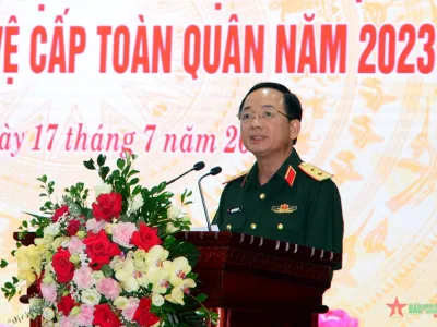 KHAI MẠC HỘI THI CÁN BỘ GIẢNG DẠY CHÍNH TRỊ TRONG QUÂN ĐỘI VÀ DÂN QUÂN TỰ VỆ CẤP TOÀN QUÂN NĂM 2023