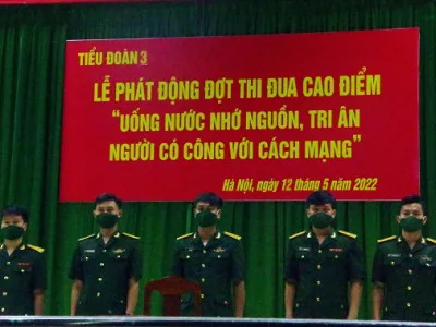 TIỂU ĐOÀN 3 TỔ CHỨC PHÁT ĐỘNG ĐỢT THI ĐUA CAO ĐIỂM “UỐNG NƯỚC NHỚ NGUỒN, TRI ÂN NGƯỜI CÓ CÔNG VỚI CÁCH MẠNG”
