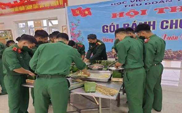 TIỂU ĐOÀN 1 TƯNG BỪNG TỔ CHỨC HỘI THI GÓI  “BÁNH CHƯNG  XANH” TẾT NHÂM DẦN NĂM  2022