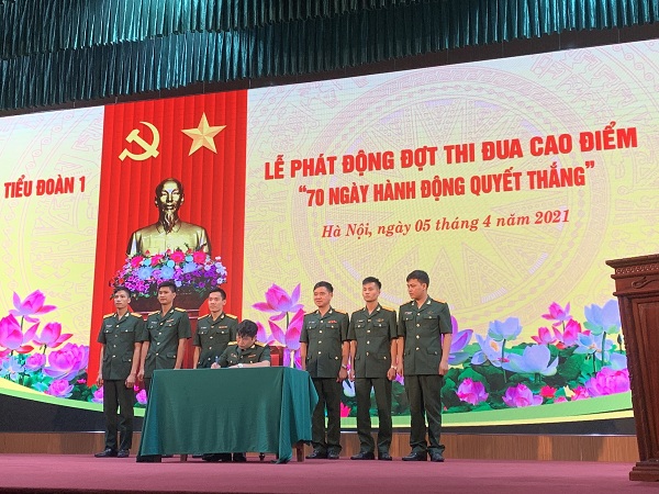 TIỂU ĐOÀN 1 TỔ CHỨC PHÁT ĐỘNG ĐỢT THI ĐUA CAO ĐIỂM “70 NGÀY HÀNH ĐỘNG QUYẾT THẮNG”