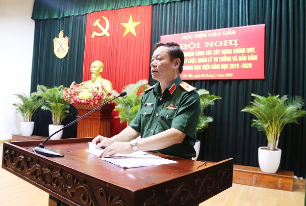 HỌC VIỆN HẬU CẦN TỔ CHỨC HỘI NGHỊ RÚT KINH NGHIỆM CÔNG TÁC XÂY DỰNG CHÍNH QUY, CHẤP HÀNH KỶ LUẬT, QUẢN LÝ TƯ TƯỞNG VÀ BẢO ĐẢM AN TOÀN  NĂM HỌC 2019-2020