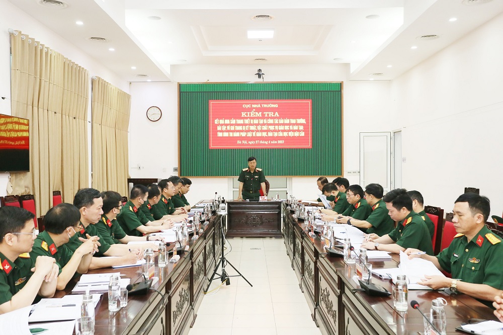 CỤC NHÀ TRƯỜNG, BỘ TỔNG THAM MƯU KIỂM TRA CÔNG TÁC MUA SẮM TRANG THIẾT BỊ ĐÀO TẠO VÀ CÔNG TÁC BẢO ĐẢM THAO TRƯỜNG, BÃI TẬP, VŨ KHÍ TRANG BỊ KỸ THUẬT, VẬT CHẤT PHỤC VỤ GIÁO DỤC VÀ  ĐÀO TẠO; TÌ