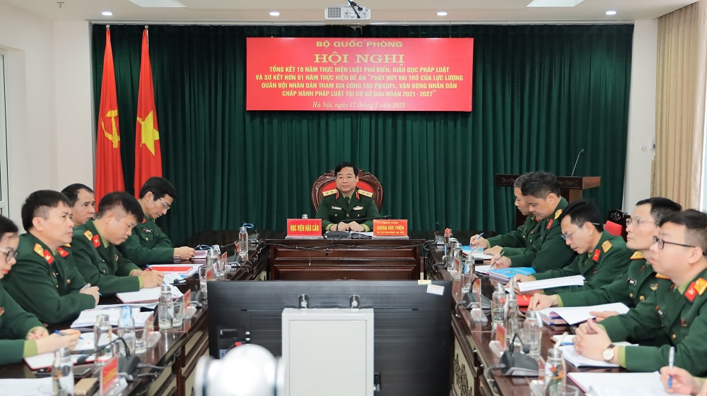 HỘI NGHỊ TRỰC TUYẾN TỔNG 10 NĂM THỰC HIỆN LUẬT PHỔ BIẾN, GIÁO DỤC PHÁP LUẬT VÀ SƠ KẾT HƠN MỘT NĂM THỰC HIỆN ĐỀ ÁN PHÁT HUY VAI TRÒ CỦA LỰC LƯỢNG QUÂN ĐỘI NHÂN DÂN THAM GIA CÔNG TÁC PBGDPL, VẬ