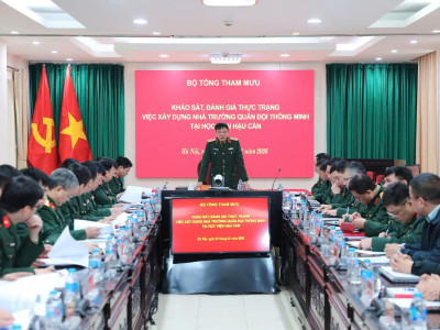 ĐOÀN KHẢO SÁT BỘ TỔNG THAM MƯU LÀM VIỆC VỚI HỌC VIỆN HẬU CẦN VỀ XÂY DỰNG NHÀ TRƯỜNG QUÂN ĐỘI THÔNG MINH