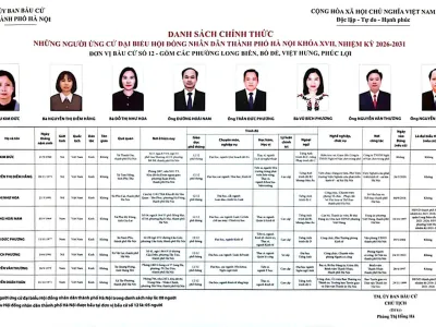 GIỚI THIỆU TIỂU SỬ TÓM TẮT NGƯỜI ỨNG CỬ ĐẠI BIỂU HỘI ĐỒNG NHÂN DÂN THÀNH PHỐ HÀ NỘI KHÓA XVII TẠI TỔ BẦU CỬ SỐ 40, HỌC VIỆN HẬU CẦN