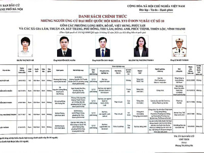 GIỚI THIỆU TIỂU SỬ TÓM TẮT NGƯỜI ỨNG CỬ ĐẠI BIỂU QUỐC HỘI KHÓA XVI TẠI TỔ BẦU CỬ SỐ 40, HỌC VIỆN HẬU CẦN